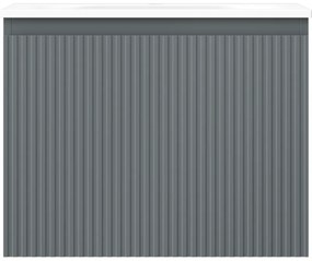 Mexen Rivel, kúpeľňová skrinka 60 cm s umývadlom Vela, 1 zásuvka, drážkovaná, grafitová matná/biela matná, 91A20-06047-1-BF66-W23M01