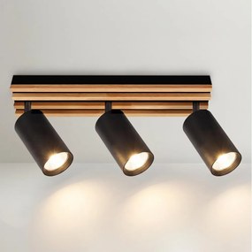 Brilagi - Bodové svietidlo SELE WOOD 3xGU10/30W/230V čierna/drevo