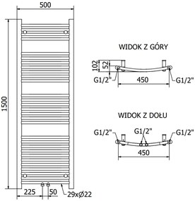 Mexen Ares, elektrické vykurovacie teleso 1500x500 mm + vykurovacia tyč 600 W, chrómová, W102-1500-500-2600-01
