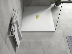 Mexen Hugo, obdĺžniková sprchová vanička SMC 130 x 100 cm, biela, zlatá krytka, 42101013-G