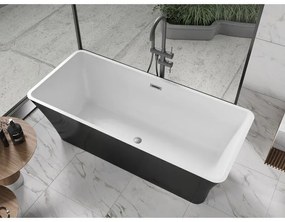 Mexen Tonia, voľne stojaca vaňa 170 x 75 cm, biela-čierna, brúsený grafit prepad, 52171707575-95