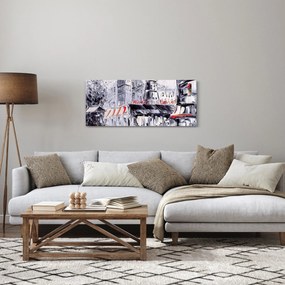 Obraz - Ulica v Paríži, olejomaľba (120x50 cm)