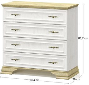 Zásuvková komoda Igins CH-4DRW - sosna Andersen / dub zlatý