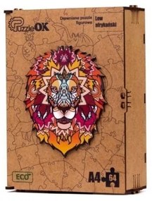007069 3D drevené puzzle handmade - Africký lev A4