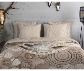 Hnedé flanelové obliečky na jednolôžko 140x200 cm Ringhda – HIP