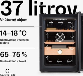 Klarstein El Presidente 37, humidor na cigary, 37 l, 2 zásuvky, 1 priehradka z cédrového dreva