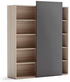 PLAN Skriňa vysoká otvorená BLOCK Wood, grafitová