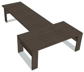 Stôl Verno+ 200 x 370 cm s rokovacím prvkom, dub antracit