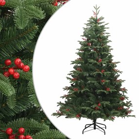 Umelý výklopný vianočný stromček so šiškami a bobuľami 240 cm 358378