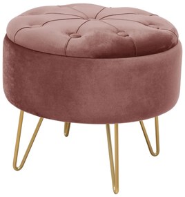 Taburet ROCA zamatový ružový