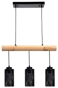 Závesné svietidlo H83 industrial, tube 3 74210 - kov / drevo - Čierna