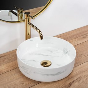 Keramické umývadlo na dosku REA SAMI NATURE MARBLE ø 36 cm mramor lesk