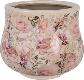 Keramický obal na kvetináč s ružami Rosien L - Ø 21*17 cm