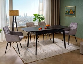 Jedálenský rozkladací stôl Sento 120/180 cm keramika čierny mramor/čierny