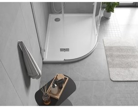 Mexen Flow, asymetrická štvrťkruhová sprchová vanička slim, pravá 100 x 80 cm, biela lesklá, 46Q108010R