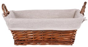 Prútený kôš s látkou hnedá, 35 x 25 x 13 cm