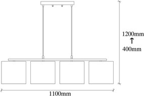 Čierne závesné svietidlo s textilným tienidlom Baston – Opviq lights