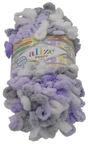 Bellatex Priadza PUFFY color biela, fialová, sivá, 100 g / 9 m