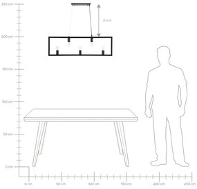 Kovová závesná lampa s 5 žiarovkami čierna BAYAS Beliani