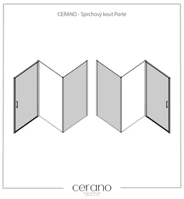 CERANO - Sprchovací kút Porte Ľ/P - 8 mm - čierna matná, grafitové sklo - 80x90 cm - krídlový, CER-CER-8050BD7491