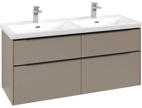 VILLEROY &amp; BOCH Subway 3.0 závesná skrinka pod dvojumývadlo, 4 zásuvky, s LED osvetlením, 1272 x 478 x 429 mm, Taupe, C568L1VM