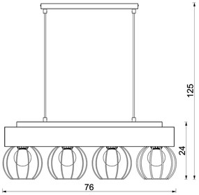 Luster na lanku MENTON 4xE27/15W/230V čierna/hnedá/dub