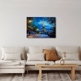 Sklenený obraz - Olejomaľba Eiffelovej veže (70x50 cm)