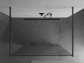 Mexen Kioto, sprchová zástena Walk-In 120 x 200 cm, 8mm číre sklo biely vzor, grafitový profil, 800-120-002-66-97
