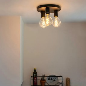 Moderné stropné svietidlo čierne okrúhle - Facil 3