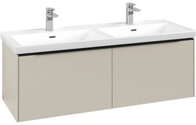 VILLEROY &amp; BOCH Subway 3.0 závesná skrinka pod dvojumývadlo, 2 zásuvky, s LED osvetlením, 1272 x 478 x 429 mm, Cashmere Grey, C567L1VN