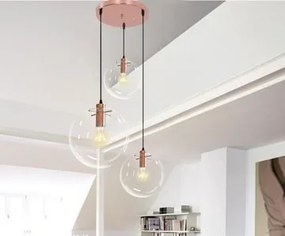Toolight - Závesné sklenené stropné svietidlo LASSI 20 + 25 + 30 cm 3xE27, ružové zlato, OSW-00133