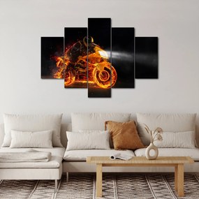 Obraz - Motorkár s plameňmi (150x105 cm)