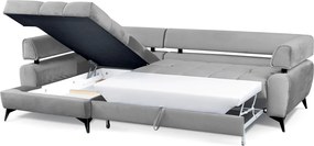 Rohová sedacia súprava Paris, svetlo šedá látka, ľavý roh