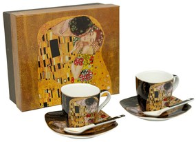 HOME ELEMENTS Espresso šapo sada 2 x 90 ml, Klimt Bozk čierny