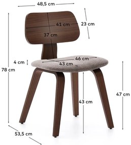 Béžová/tmavohnedá jedálenská stolička v dekore orecha Gena – Kave Home