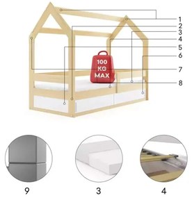 Domčeková posteľ DOMČEK 160x80 Borovica - Biela