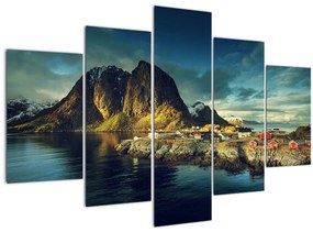 Obraz rybárskej dediny v Nórsku (150x105 cm)