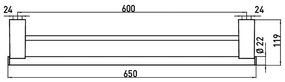 Emco System 2 - Dvojitý držiak na uteráky 650 mm, chróm 356100160