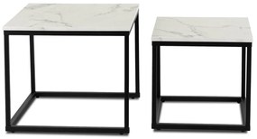 PROXIMA.store - Loftový set konferenčných stolíkov TEVET FARBA: čierny mramor, FARBA NÔH: čierna