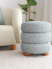 Plyšový puf Boumy 42 cm so 100% dreveným rámom, modrý