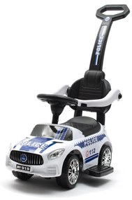 Detské odrážadlo so zvukom a vodiacou tyčou Baby Mix POLICE biele