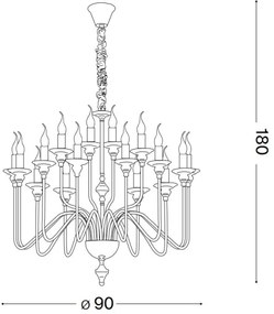 Ideal Lux - Luster na reťazi ARTU 16xE14/40W/230V pr. 90 cm chróm