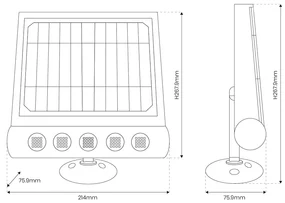 Exteriérové solárne LED svietidlo Talent, 4x LED 8w, čierna, pohybový senzor