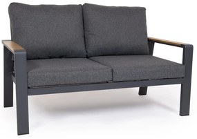 Hliníková dvojsedačka EMOT WPC antracit s tmavými poduškami