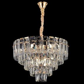 Toolight Toolight, krištáľové závesné svietidlo 50cm, 7xE14, G056-CP, zlatá, OSW-08990
