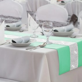 Behúň na stôl Glamour so zirkónmi farby pistácia 40x110 cm- Postelneprehozy.sk
