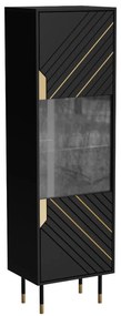 VITRÍNA CAMILLO ČIERNA + ZLATÁ 54 cm