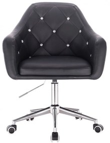 LuxuryForm DESIGN Kreslo ROMA na striebornej podstave s kolieskami - čierne