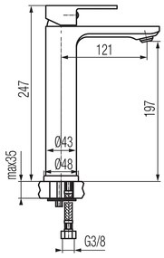 LOTOSAN ARLEN LB54820 vysoká umývadlová batéria, chróm