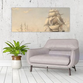 Obraz - Fitz Henry Lane, The United States Frigate President Engaging the British Squadron, reprodukcia (120x50 cm)